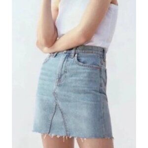 Everlane The Denim Reconstructed Skirt Medium Wash Mini Jean Skirt Women's 24